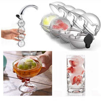 Silicone Round Ice Ball Mold for Whiskey and Cocktails, 4-Cavity Ice Cube Tray