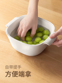Lazy Corner Stackable Double-Layer Drain Basket for Kitchen Sink, Food-Grade Fruit and Vegetable Washing Basket