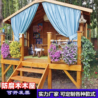 Outdoor Wooden Playhouse for Kids, Prefabricated Garden Cabin, Movable Treehouse Villa, Gazebo
