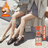 Women's Double-Layer Fleece-Lined Thermal Tights Nude-Effect Winter Leggings