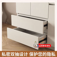 Modern Minimalist Solid Wood Wardrobe for Bedroom, Light Luxury Storage Cabinet, Cream Style, Floor-to-Ceiling Design