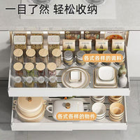 Pull-Out Under-Sink Cabinet Organizer Rack, Expandable Dish Bowl Spice Storage Basket for Kitchen