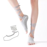 Yoga Toe Socks with Straps Non-Slip for Pilates Barre Dance