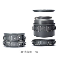 Portable Aluminum Camping Cookware Set with Kettle for Outdoor Cooking
