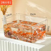 Desktop Mini Aquarium with Lid, Self-Cleaning Clear Plastic Tank for Fish and Turtles