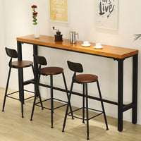 Nordic Solid Wood Bar Table with Iron Frame, Tall Pub Table for Home, Cafe, or Restaurant