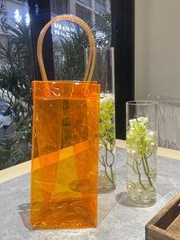 Reusable PVC Wine Bottle Cooler Bag with Handle - Clear Soft Packaging Gift Bag for Wine & Flowers