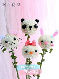 DIY Ping Pong Chrysanthemum Animal Face Accessories for Creative Bouquets