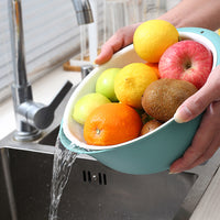 Double-Layer Drain Basket for Washing Vegetables, Fruits, and Rice - Thickened Multi-functional Kitchen Strainer