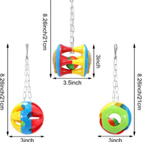 Bird Chew Toy Plastic Ball for Parrots and Small Birds, Sound-Making Cage Decoration