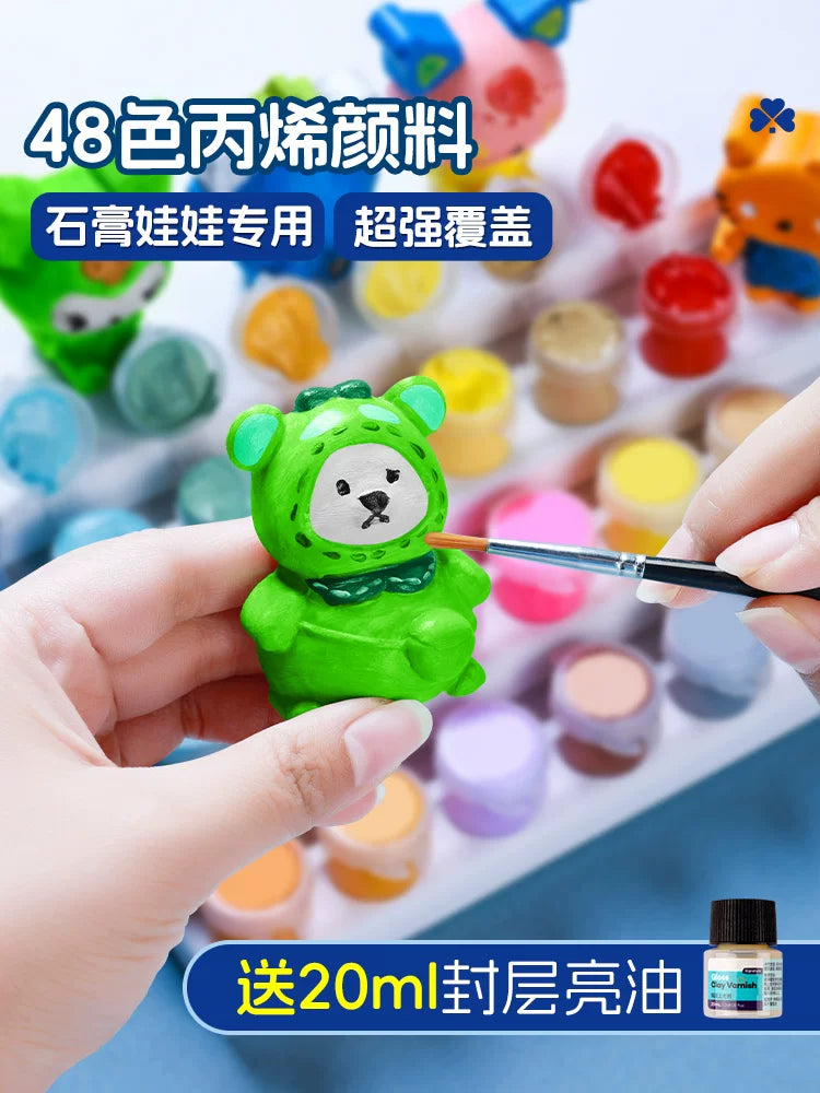 Acrylic Paint Set for Kids DIY Crafts, Waterproof Pigments for Plaster Dolls, Clay, Glass, Fabric, and Number Painting