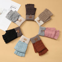 Alpaca Wool Knit Touchscreen Gloves for Women, Thickened Thermal Full Finger Winter Cycling Gloves