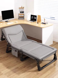 Foldable Single Bed for Office Nap, Home Use, Portable Camping Cot, Simple Siesta, Multi-functional Recliner for Accompanying Patients