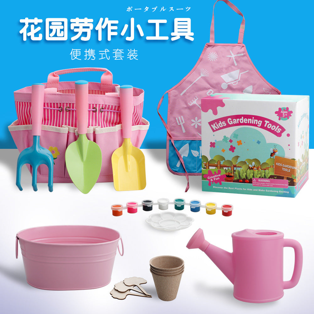Kids Gardening Tool Set with Tote Bag, Watering Can, and Planting Tools for Outdoor Play