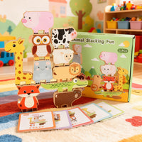 Wooden Forest Animal Teeter-Totter Stacking Blocks for Baby Balance Training