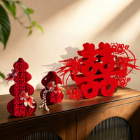 3D Double Happiness Character Wedding Tabletop Decor Set for Engagement & Newlyweds