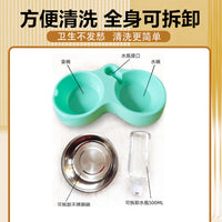 2-in-1 Pet Food and Water Bowl Set with Automatic Water Dispenser and Stainless Steel Bowl for Cats and Dogs, Anti-Spill Design