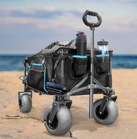 Outdoor Camping Cart with Quick-Release Inflatable Wheels, All-Terrain Foldable Tactical Table