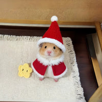 Pet Hamster Christmas Outfit Set Winter Warm Hat Cape Photo Prop
