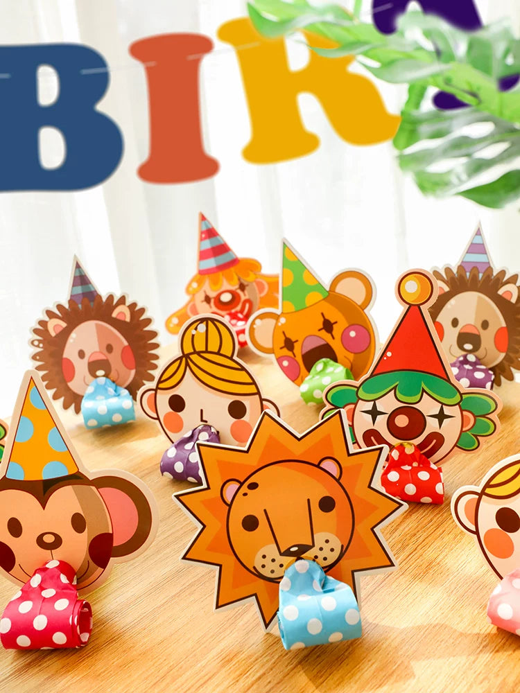 Cartoon Party Blowouts Whistles for Kids' Birthdays and Celebrations, 10-Pack