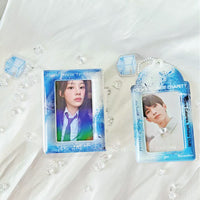 Mini Photo Album Keychain for 3-inch Instax Photos and Photocards, Single Grid Ice Rain Design