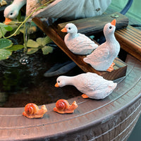 Mini White Duck Animal Ornaments for Garden, Courtyard, Potted Plants, Fish Tank, Waterscape, Micro Landscape, Rockery, Outdoor Decor