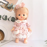 25cm Milou Doll Clothes Set with Heart Dot Dress and Butterfly Bag