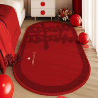 Red Wedding Aisle Runner Mat for Bedroom and Wedding Decor, Oval Shape