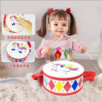 Kids Double-Sided Drum Percussion Instrument with Drumsticks for Early Music Education