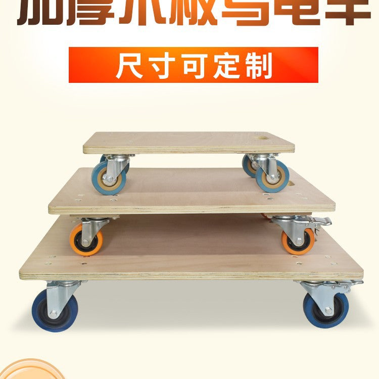 Heavy-Duty Wooden Platform Cart with Wheels for Moving and Transport