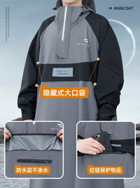 Adult Electric Scooter Raincoat with Storage Bag, Full Body Coverage, Lightweight Fabric, High Collar, and Cuffed Sleeves
