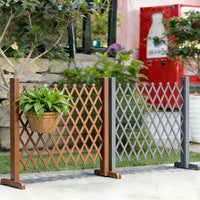 Expandable Wooden Garden Fence Pet Barrier Trellis Gate for Outdoor Yard Decor