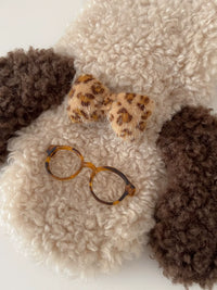 Japanese Style Plush Dog Scarf for Women, Winter Warm Cross Neck Wrap