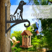 Outdoor Wall-Mounted Plant Hanger for Bird Feeders, Lanterns, and Flower Pots - Black Metal