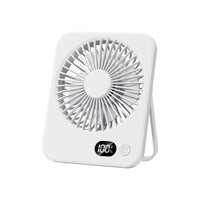 H7 Portable USB Rechargeable Desk Fan with Digital Display, 5-Speed, Long-Lasting Battery for Home, Office, and Students