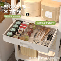 Slim Kitchen Storage Rack with Adjustable Shelves and Drawers for Narrow Gaps