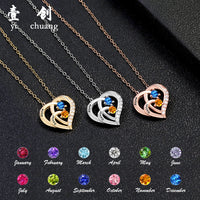 Personalized Birthstone Heart Sister Necklace with Engraving for Mother's Day & Christmas