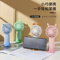 Portable USB Rechargeable Mini Handheld Fan with Phone Stand, Quiet Operation for Students and Gifts