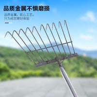 Garden Leaf Rake with Wooden Handle, Steel Wire Rake for Leaves, Grass, and Debris