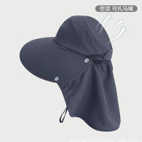 Women's Summer Sun Protection Shawl Hat Ice Silk Fisherman Hat Outdoor Hiking Cap with Large Head Circumference