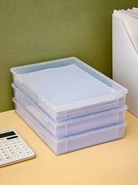 A4/A3/8K Clear Flip-Top Storage Box for Documents and Art Paper