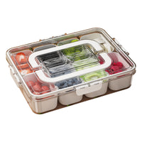Portable Divided Salad Container with Lid and Handle for Refrigerator Storage and Picnics