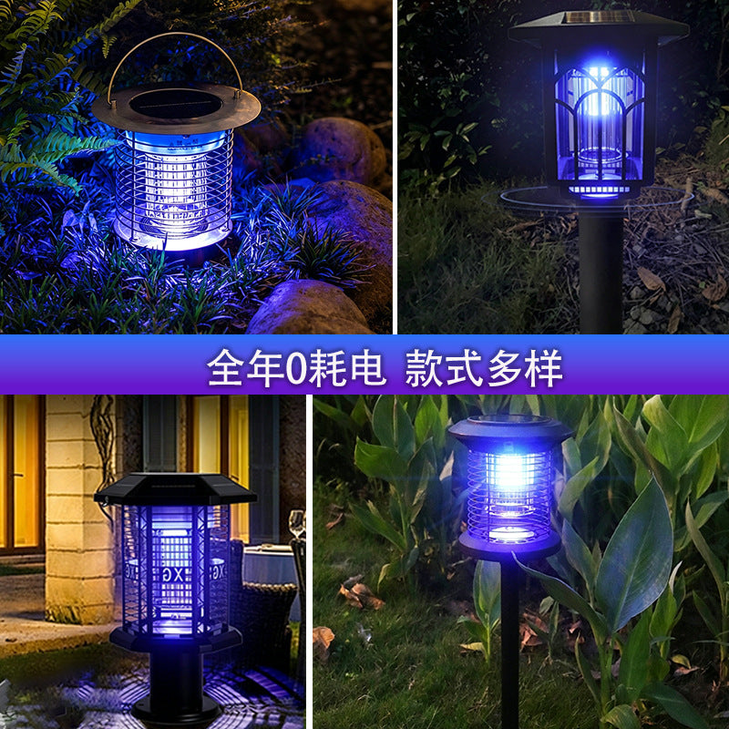 Solar-Powered Stainless Steel Mosquito Killer Lamp with Dual Lighting Modes for Outdoor Patios and Gardens