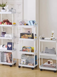 3-Tier Mobile Storage Cart with Wheels, Kids' Toy Organizer, Snack Trolley, Bookshelf