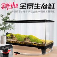 Turtle Tank with Basking Platform, Small Open-Top Aquarium for Home Living Room