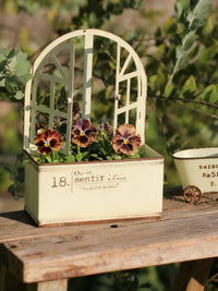 Rustic Arched Window Frame Planter Box for Outdoor Garden Decor