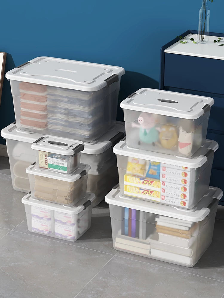 Extra Large Clear Plastic Storage Box with Lid for Clothes Toys Snacks