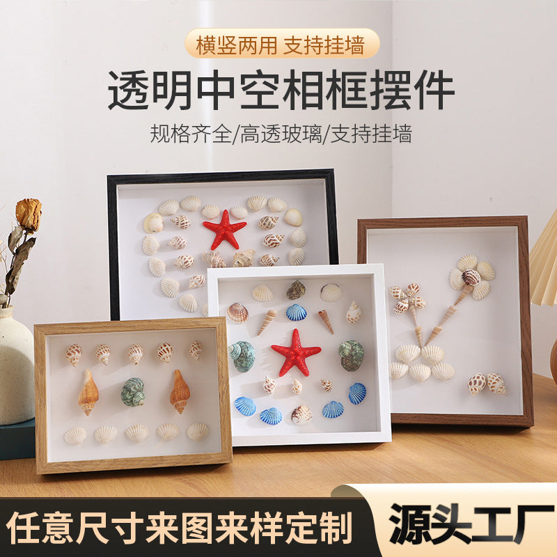 3D Shadow Box Display Frame with Clear Front, Solid Wood Deep Picture Frame for Wall Mounting or Tabletop