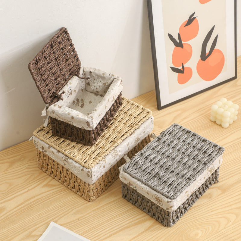 Woven Storage Basket for Desktop, Remote Control, Keys, and Sundries