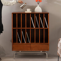 Mid-Century Solid Wood Record Cabinet Living Room Magazine Storage Nordic Small Apartment Sofa Side Table Bookshelf